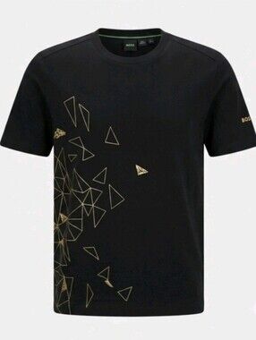 HUGO BOSS Teego 2 Black Gold Geometric Graphic T-Shirt Men's Size L BOSS Green
